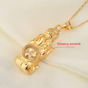Lucky Rotating Windmill Gold Pixiu Necklace-Your Soul Place